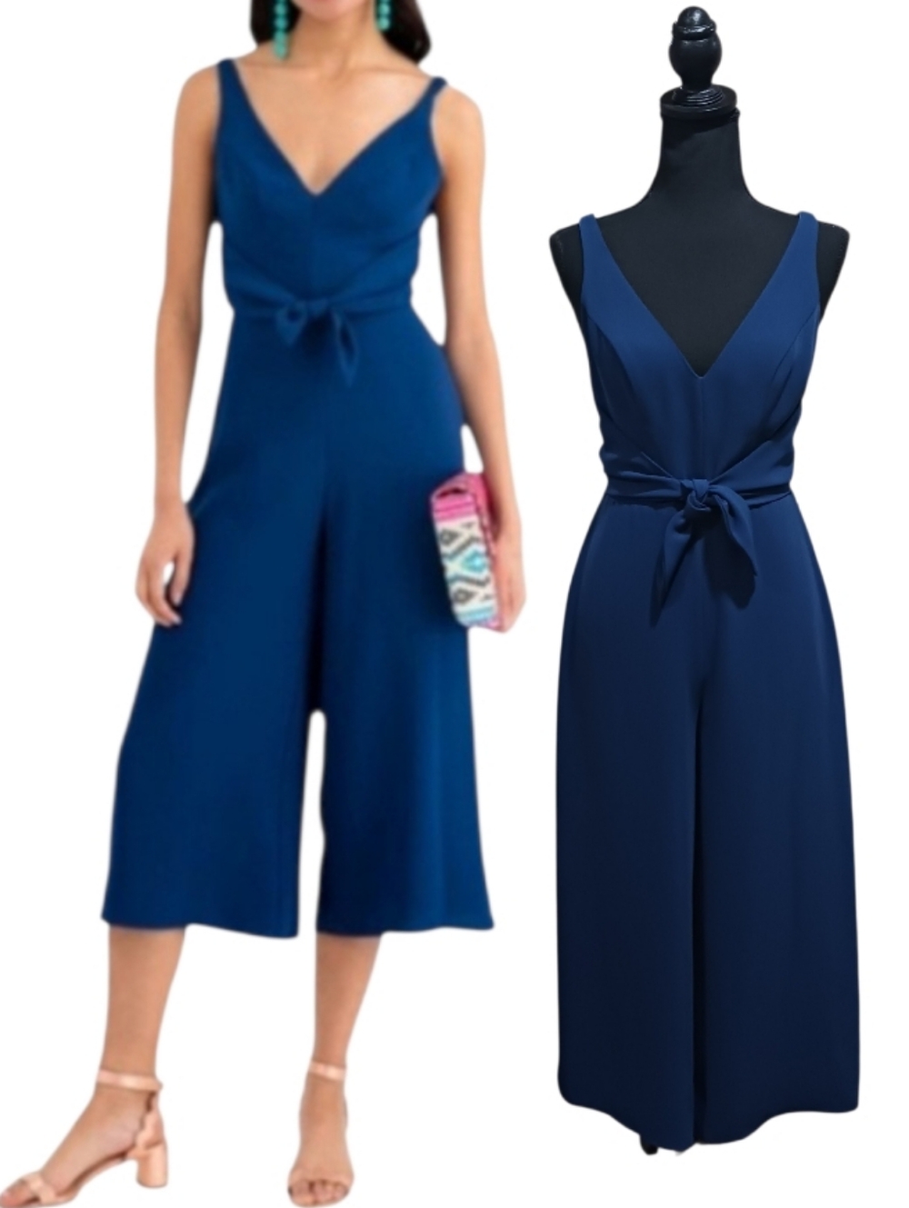 Amanda Uprichard Charter Tie Front Jumpsuit Cropped Wide Leg